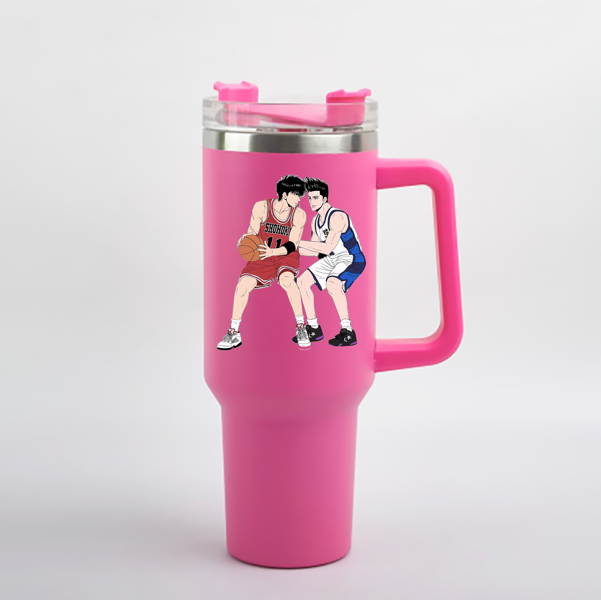 （画像用） SLAM DUNK／スラムダンク 1200mL車用タンブラー - クリスタルステッカー（プラスチックストロー付き）